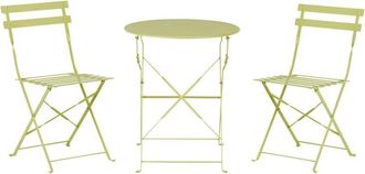 Beliani Set da Esterno 3 pezzi Tavolino 2 Sedile Pieghevoli Metallo Verde Limone Fiori