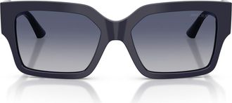 Jimmy Choo London 55mm Rectangular Sunglasses in Blue Navy /Light Grey at Nordstrom