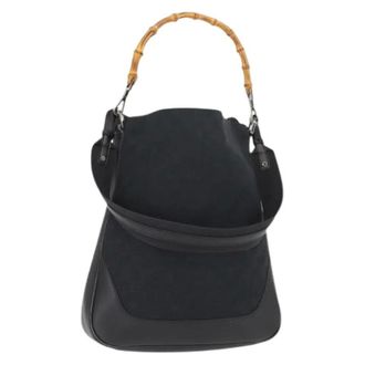 Gucci Pre-owned Borsa A Tracolla In Tela Di Bamb&ugrave; GG 2way Shoulder Bag - Dames - Pre-owned - Zwart - Maat: ONE Size Leer