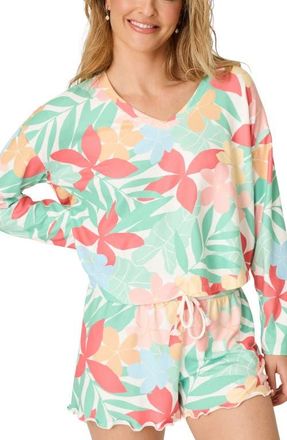 PJ Salvage The Coast Club Jersey Pajama Top in Green Multi at Nordstrom, Size X-Large