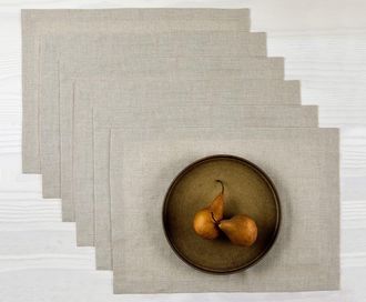 Solino Home Linen Placemats Set of 4, 14 x 19 Inch for Dining Table, Holiday and Everyday Table Decor - Fete in Natural at Nordstrom, Size Medium