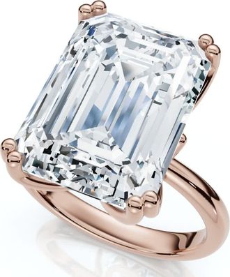 Pompeii3 Certified 10Ct Emerald Cut Diamond Solitaire Engagement Ring 14k Gold Lab Grown