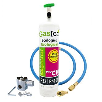 OEM Gasica C10 Pro 400g Sustituto R410a R32 Kit Con V&aacute;lvula, Manguera, Adaptador Y V&aacute;lvula Pincho Gas Ecol&oacute;gico Profesional