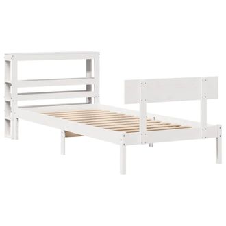 Berkfield Home Beautiful Bed Frame Frame White 75x190 cm Small Single Solid Wood Pine