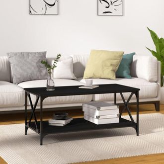 vidaXL Tavolino da Salotto Nero 100x50x45 cm Legno Multistrato e Ferro - Vidaxl