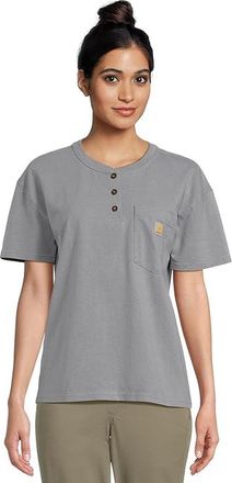 Carhartt Work in Progress Loose Fit Short-Sleeve Heavyweight Henley T-Shirt Womens Sweater Wisteria Heather : MD, Cotton/Polyester