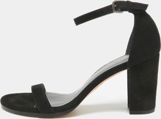Stuart Weitzman Black Suede Bambina Ankle Strap Sandals