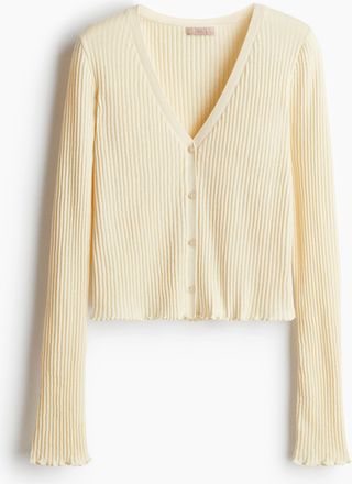 H&M Gerippter Cardigan aus Leinenmix - Yellow