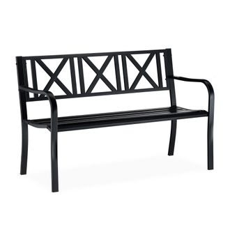 Relaxdays Relaxdays Banco Jard&iacute;n, 2 Plazas, Robusto, Para Terraza, Balc&oacute;n, Asiento 81 X 127 X 56 Cm, Acero, Negro