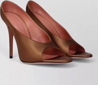 Amina Muaddi satin high heel mules