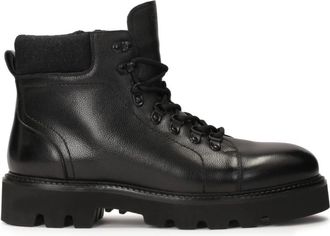 Kazar Zwarte ge&iuml;soleerde herenlaarzen voor alle doeleinden - Heren - Veterlaarzen - Zwart - 44 EU - Leer - Schoenen