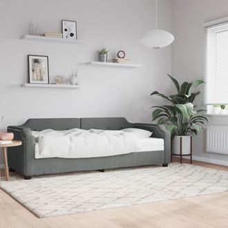 vidaXL Sof&aacute; Cama Con Colch&oacute;n Tela Gris Oscuro 80x200 Cm Vidaxl