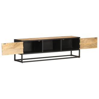 Berkfield Home TV Cabinet with Carved Door 130x30x40 cm Rough Mango Wood in Brown | Size: 130 x 30 x 40 cm