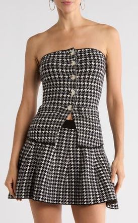 By Design Hannah Strapless Houndstooth Top in Black/cozy Heather/egret at Nordstrom Rack, Size X-Large