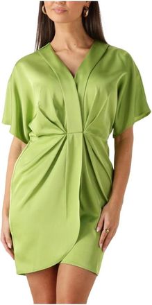 Notre-V Kleedjes, Dames, Groen, M, Katoen, Groene Mini Jurk