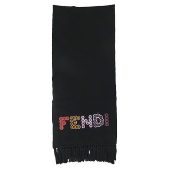 Fendi Pre-owned Scarves, female, Black, Size: ONE SIZE Pre-owned Wool scarves