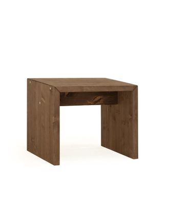 Deco Wood Mesita / taburete de madera maciza en tono nogal de 45x50cm