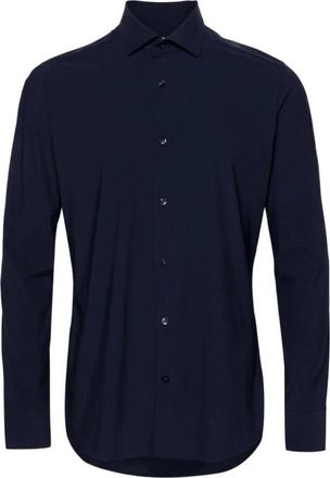 Caliban Klassiek Passende Overhemd met Lange Mouwen - Heren - Casual Overhemden - Blauw - S - Overhemden