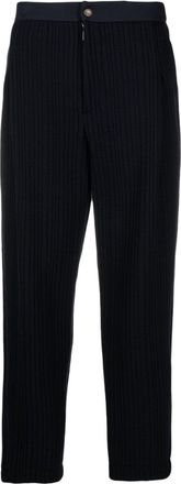 Giorgio Armani pleated quilted tapered trousers - men - Elastane/Cupro/Polyamide/Cotton - 48 - Blue