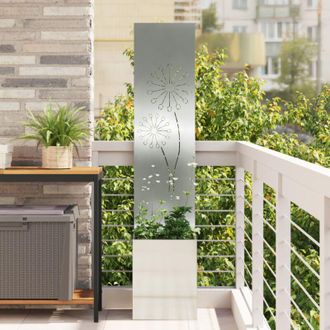 vidaXL Macetero De Jard&iacute;n Con Panel Decorativo Plateado 32 X 140 Cm Vidaxl