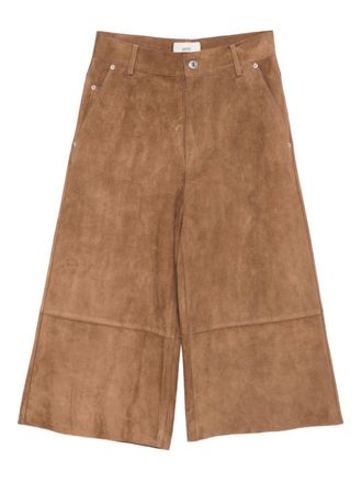 Ami Womens Suede Leather Trousers