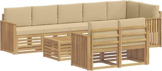 vidaXL Conjunto De Sof&aacute;s De Exterior 9 Uds. Y Beige Poli&eacute;ster Vidaxl