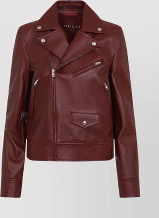 Gucci Ancora leather jacket zipped pockets