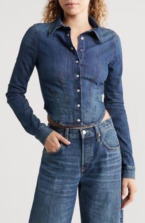 Re/Done Long Sleeve Crop Denim Shirt in Vista Bay at Nordstrom Rack, Size Small