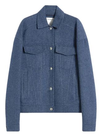 Sportmax Wollen jack met metallic knopen en klepzak - Blauw