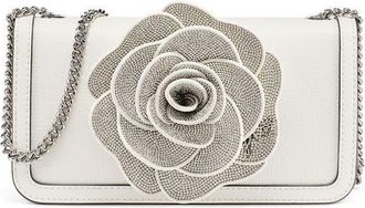 Karl Lagerfeld Kosette Flower Applique Crossbody in Winter White/silver at Nordstrom