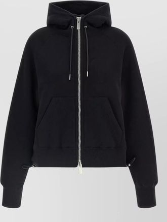 sacai ribbed cotton zip hoodie