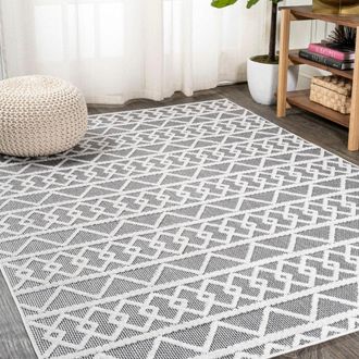 Jonathan Y Designs Aylan High-Low Pile Knotted Trellis Geometric Indoor/Outdoor Area Rug