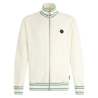 Philipp Plein Zip-throughs, male, White, Size: XL Tracksuit Jacket Jacquard Monogram