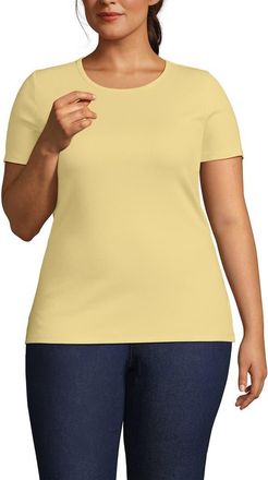 Lands End Cotton Rib T-shirt in Pale Sunbeam Yellow at Nordstrom, Size 3X