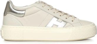 Hogan Light Beige Low-Top Sneakers with Metallic Accents