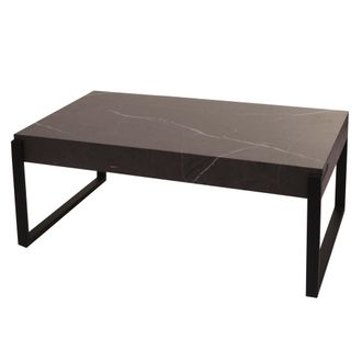 Hhg Mesa De Centro Hhg 699, Mesa De Sal&oacute;n Mesa Auxiliar Mesa De Sof&aacute;, Metal 43x110x64cm, Aspecto M&aacute;rmol Gris