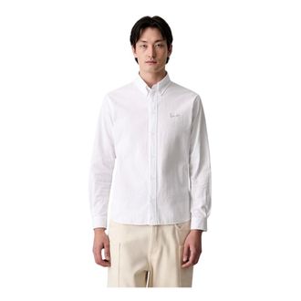 Kenzo Signature Casual overhemd van seersucker katoen - Heren - Overhemden - Wit - Maat: M Katoen