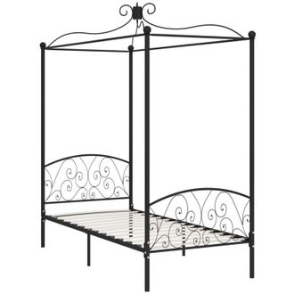 vidaXL Estructura Cama Con Dosel Sin Colch&oacute;n Metal Negro 100x200 Cm Vidaxl