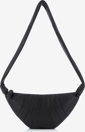 Christophe Lemaire Schultertasche aus gestepptem genarbtem Leder Small Croissant