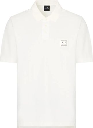 A|X Armani Exchange Polo in cotone con ricamo logo - Bianco
