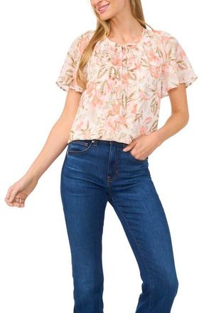 CeCe by Cynthia Steffe Raglan Flutter Sleeve Top in New Ivory at Nordstrom, Size Medium