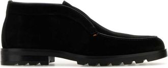 Santoni Black Suede Loafers
