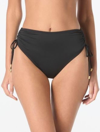 Coco Reef Inspire Shirred High Waist Bikini Bottom in Cast-Black at Nordstrom, Size 3X-Large