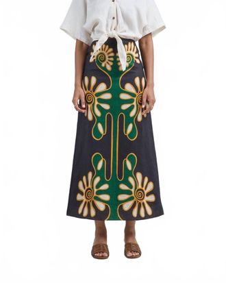 Cala de la Cruz Celina A-Line Long Skirt In Namur