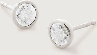 Monica Vinader Sterling Silver Diamond Essential Large Stud Earrings Diamond