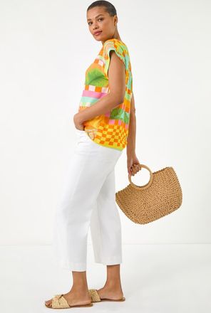 Roman Abstract Print Shell Top