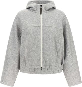 Brunello Cucinelli Grey Solid Hood Sweatshirt