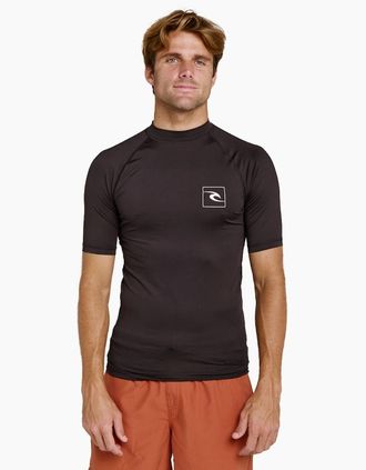 Rip Curl Mens Rip Curl Mens Streamline UPF Short Sleeve Rash Vest - Black - Size: 44