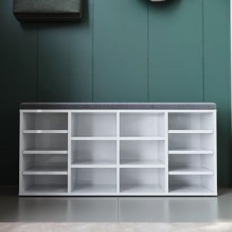 Sonni Sonni - Banco Zapatero Blanco Con Coj&iacute;n De Asiento Y Panel Trasero Mueble Zapatero Entrada Recibidor Madera Moderno 103.5x30x48cm