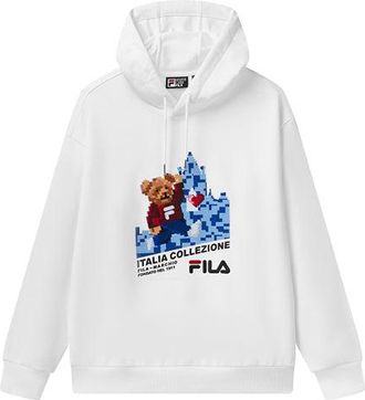 Fila Loose Sports Pullover hooded Long Sleeves White F11M118259F-WT